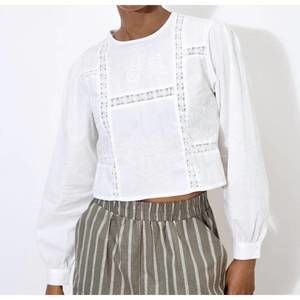 NEW APRICOT lace panel embroidered top in white